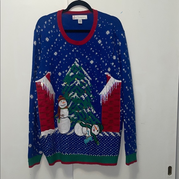 Jolly Sweaters Other - Jolly Sweaters Blue and Red Snowman Sweater
